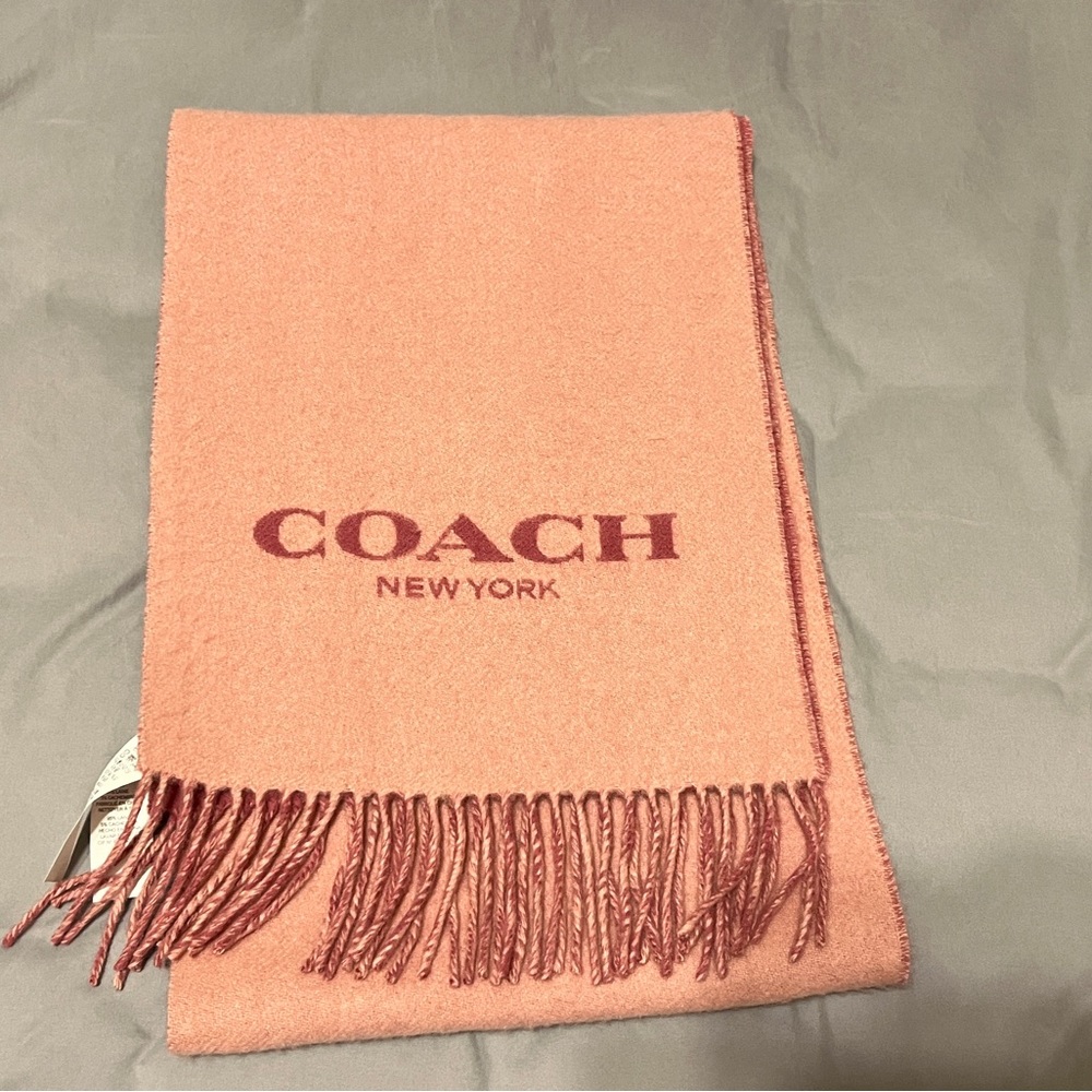 Coach Women's Wool Blend Logo Scarf Pink